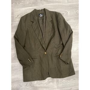 Vintage Dana Pierce size 16 army green wool blazer jacket